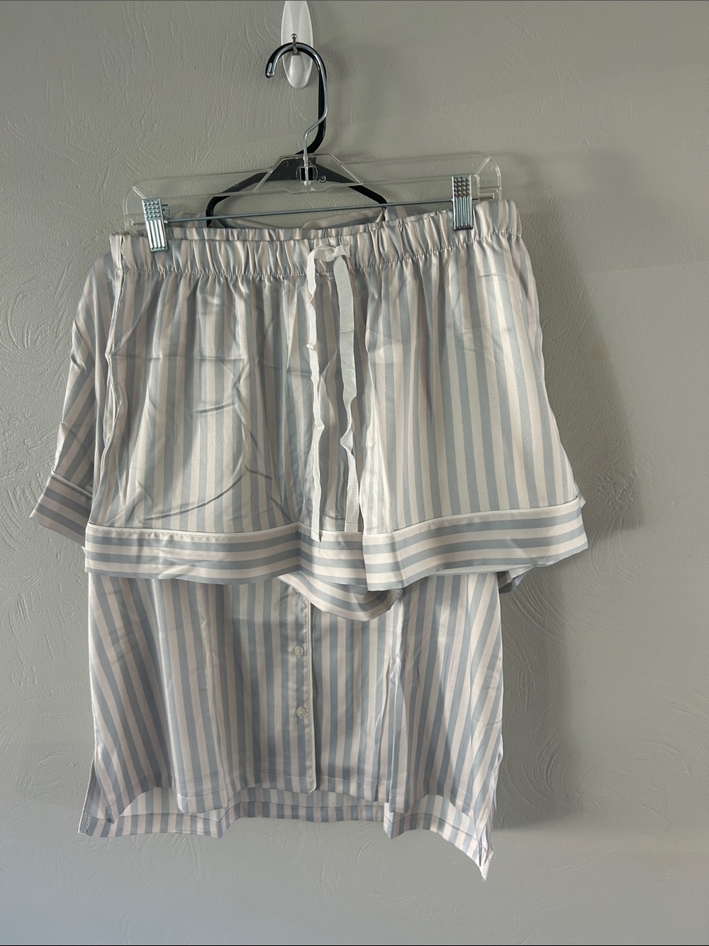 Victoria’s Secret two-piece pajama short set button down white blue stripe